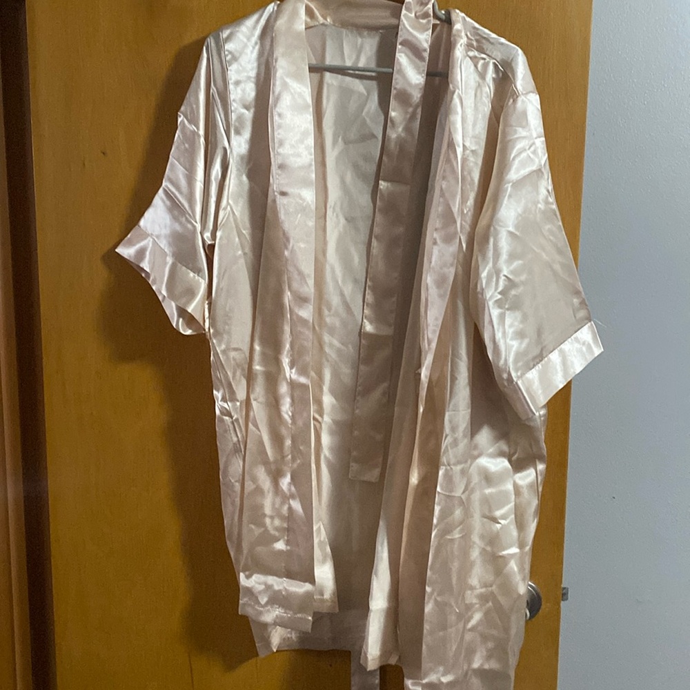 Miss to mrs pink satin robe